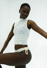 Crepe Mesh Tee White