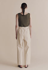 Belted Barrel-leg Pants Cream