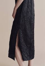 Creased Satin Midi Dress