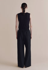 Cotton Blend Sleeveless Knit Top Navy