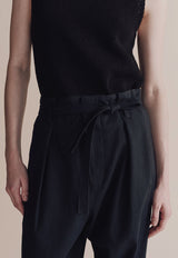 Belted Barrel-leg Pants Navy