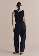 Belted Barrel-leg Pants Navy