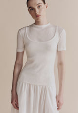 Ribbed Knit Tank White