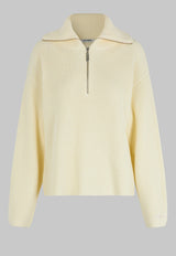 Want Knit Logo Zip White