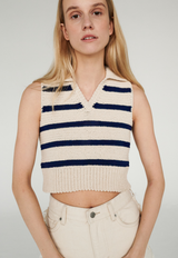 Aukstaitija Crop Top Striped Blue