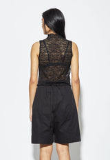 Crepe Mesh Tee Black