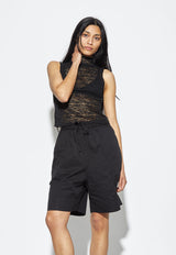 Crepe Mesh Tee Black