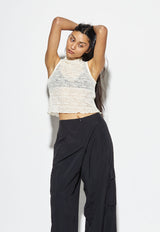 Crepe Mesh Tee White
