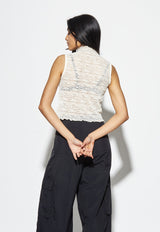 Crepe Mesh Tee White