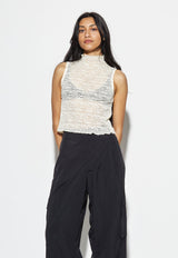 Crepe Mesh Tee White