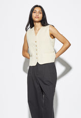 Cotton-Linen Vest Beige