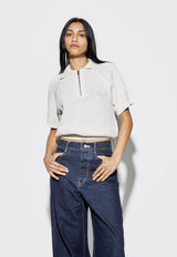 Collared Half Zip Knit Soft Cream