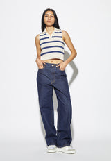 Aukstaitija Crop Top Striped Blue