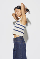 Aukstaitija Crop Top Striped Blue