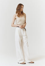 Sleeveless Knit Top Ecru