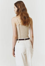 Sleeveless Knit Top Ecru