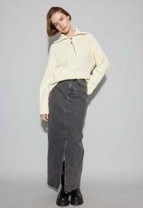 Want Knit Logo Zip White