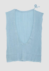 Max Top Crinkle Linen Wuxi Blue