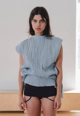 Max Top Crinkle Linen Wuxi Blue