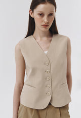 Cotton-Linen Vest Beige