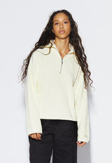 Want Knit Logo Zip White