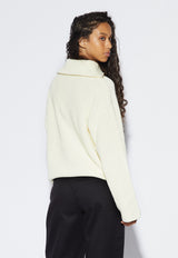 Want Knit Logo Zip White