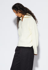 Want Knit Logo Zip White