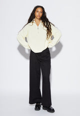 Want Knit Logo Zip White