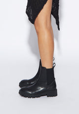 Guided Pull On Lug Sole Boot Black