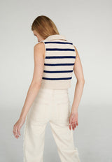 Aukstaitija Crop Top Striped Blue
