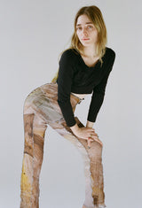 Earth Tone Mesh Straight Pants