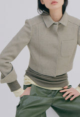 Knitted Crop Jacket Light Khaki