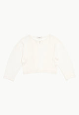 Ribbed Crop Zip-up Cardigan Ivory