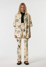 Flower Print Oversized Shirt Yellow