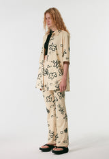 Flower Print Oversized Shirt Yellow