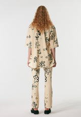 Flower Print Oversized Shirt Yellow
