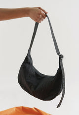 Medium Nylon Crescent Bag Black