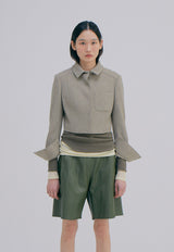 Knitted Crop Jacket Light Khaki