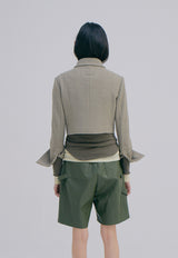 Knitted Crop Jacket Light Khaki