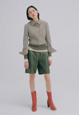 Knitted Crop Jacket Light Khaki