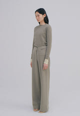 Unbalance Waist Trousers Light Khaki