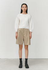 Ribbed Crop Zip-up Cardigan Ivory