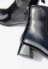 Franca Patent Ankle Boots Black