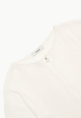 Ribbed Crop Zip-up Cardigan Ivory