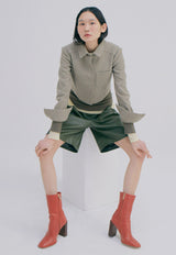 Knitted Crop Jacket Light Khaki