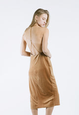 Velvet Slip Dress in Camel, dress, Rocket x Lunch, - nois