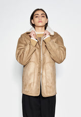 Reversible Vegan Shearling Jacket Oatmeal