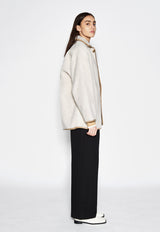 Reversible Vegan Shearling Jacket Oatmeal