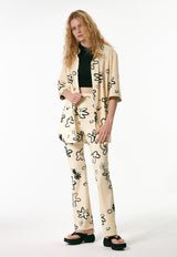 Flower Print Oversized Shirt Yellow