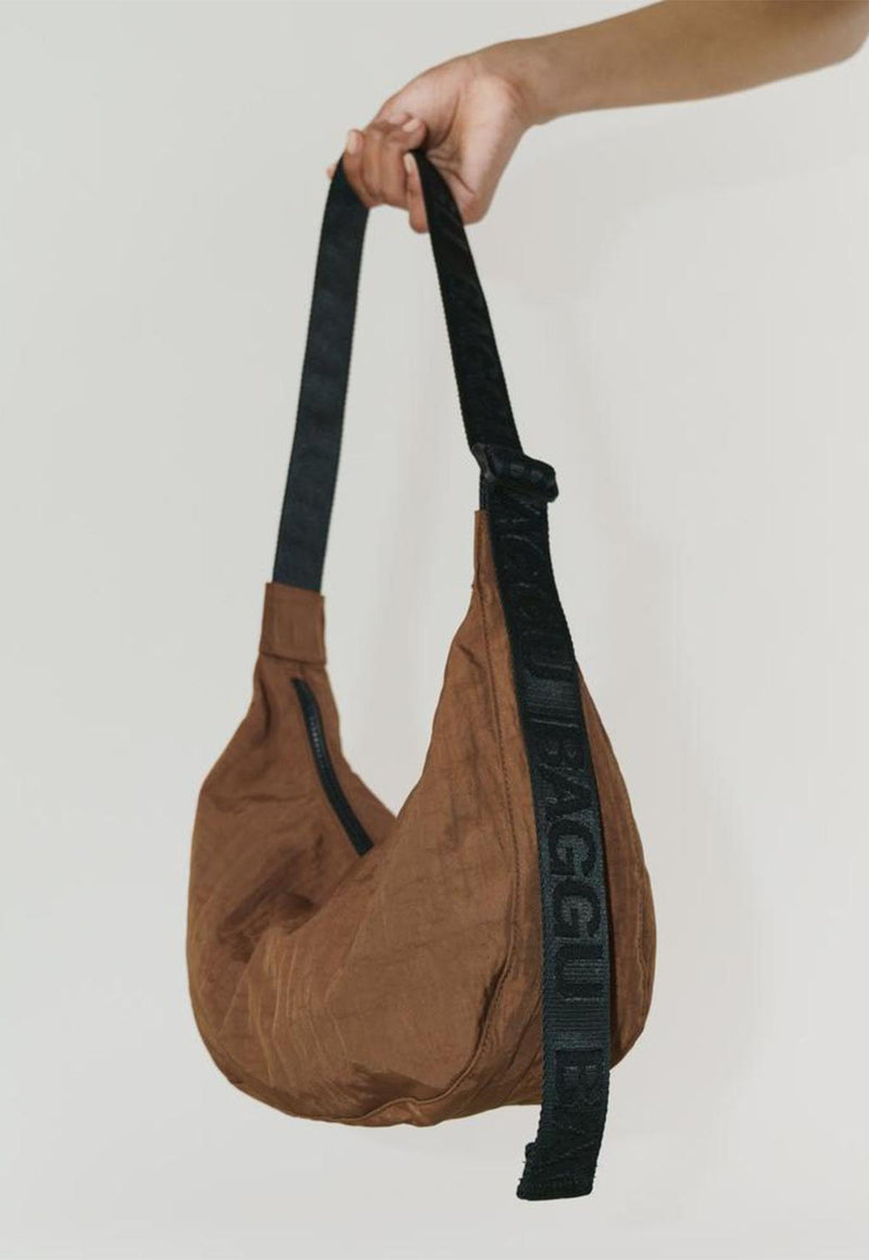 Medium Nylon Crescent Bag Brown